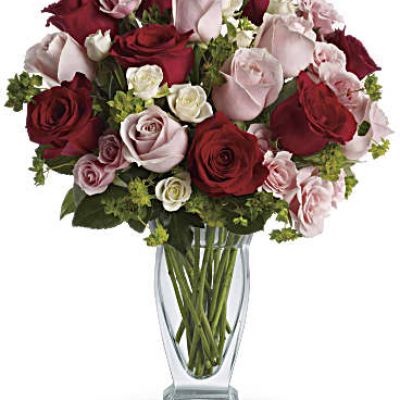 <div class="summary entry-summary">
<div class="woocommerce-product-details__short-description">

Show her your romantic side big-time with gorgeous red, pink and white roses spectacularly presented in a trendy clear glass vase.
She’ll fall in love with you all over again.
The lush bouquet includes red roses, pink roses, white spray roses and light pink spray roses accented with assorted greenery.

</div>
</div>
<div class="woocommerce-tabs wc-tabs-wrapper">

 

</div>