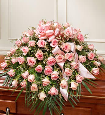 Treasured Memories Half Casket Cover - Pink Rose