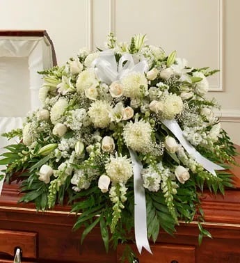 Treasured Memories Half Casket Cover - White