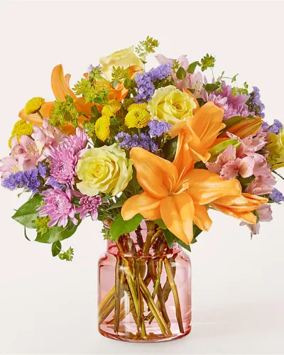 <p>Share chromatic joy with a multicolored mix of fresh florals fit for a celebration, pick-me-up, or to brighten up your space.</p>
