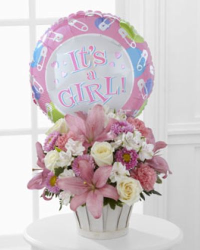<div class="summary entry-summary">
<div class="woocommerce-product-details__short-description">
<p>The FTD Girls Are Great!™ Bouquet is blooming with sweet love to congratulate the new family on their darling baby girl! White roses, white Peruvian lilies, pink carnations, pink matsumoto asters, pink Asiatic lilies and lush greens are beautifully arranged in a round whitewash basket. Presented with a Mylar balloon declaring, “It’s a Girl!” this incredible flower arrangement is the perfect welcome for their new addition.
</p></div>
</div>
<div class="woocommerce-tabs wc-tabs-wrapper">
<p>
</p></div>