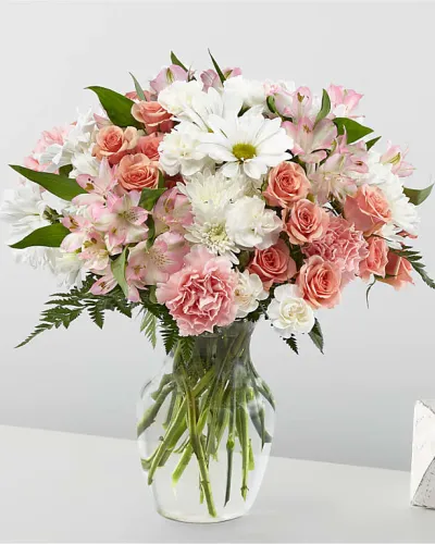 <p>It's just, a little blush! Whoever you're sending this bouquet to, your loved ones are sure to crush hard on these gorgeous pink and white shades.</p>