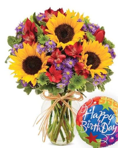 <p>Celebrate a birthday with a flower bouquet inspired by the essence of Europe, paired with a Happy Birthday balloon. They'll love the colors and festive flowers! You'll love their happy smile!</p>