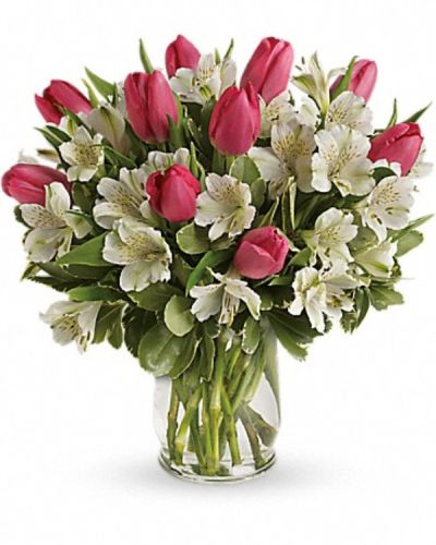 <p> </p>
<hr />
<p> </p>
<hr />
<div id="mark-2" class="m-pdp-tabs-marketing-description">Spring is the season for romance! Brimming with exquisite tulips and alstroemeria, this bouquet in a classic glass hurricane celebrates the beauty of the season.</div>
<p> </p>
<div id="desc-2">
<ul>
<li>Includes pink tulips, white alstroemeria and variegated pittosporum.</li>
</ul>
</div>