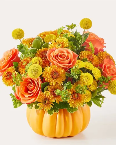 <p>Celebrate a birthday, offer a get well wish, or brighten up your own home with this cheerful pumpkin bouquet to embrace the fall season.</p>